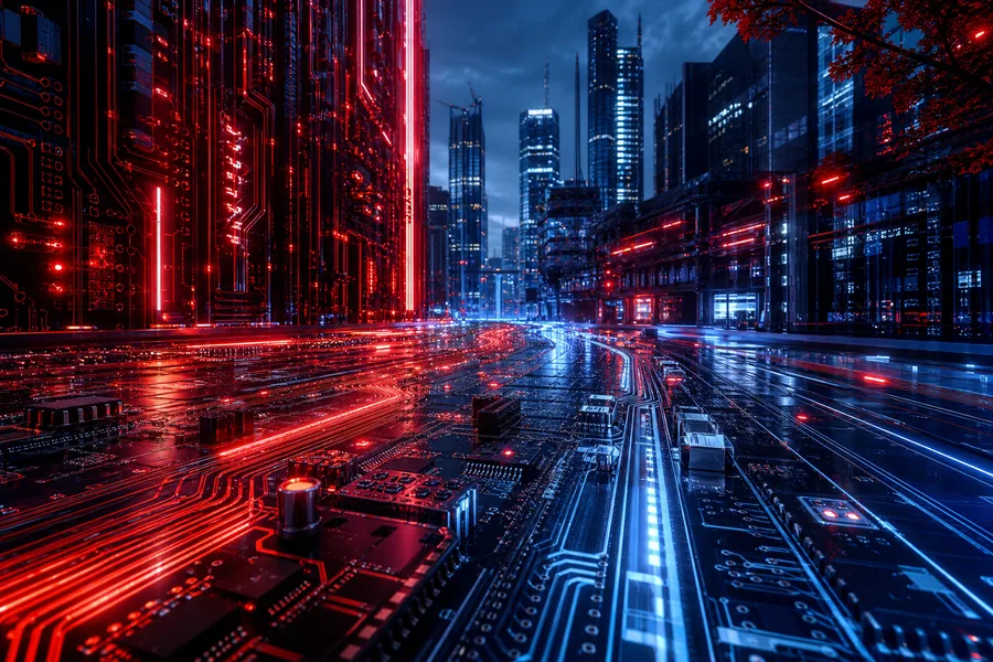 Futuristic Tokyo Street At Night Pcb-Design Wallpaper  2 4K