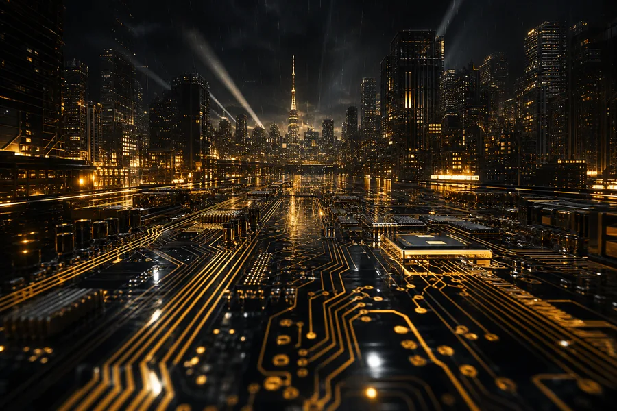 Futuristic Tokyo Street At Night Pcb-Design Wallpaper  2 4K