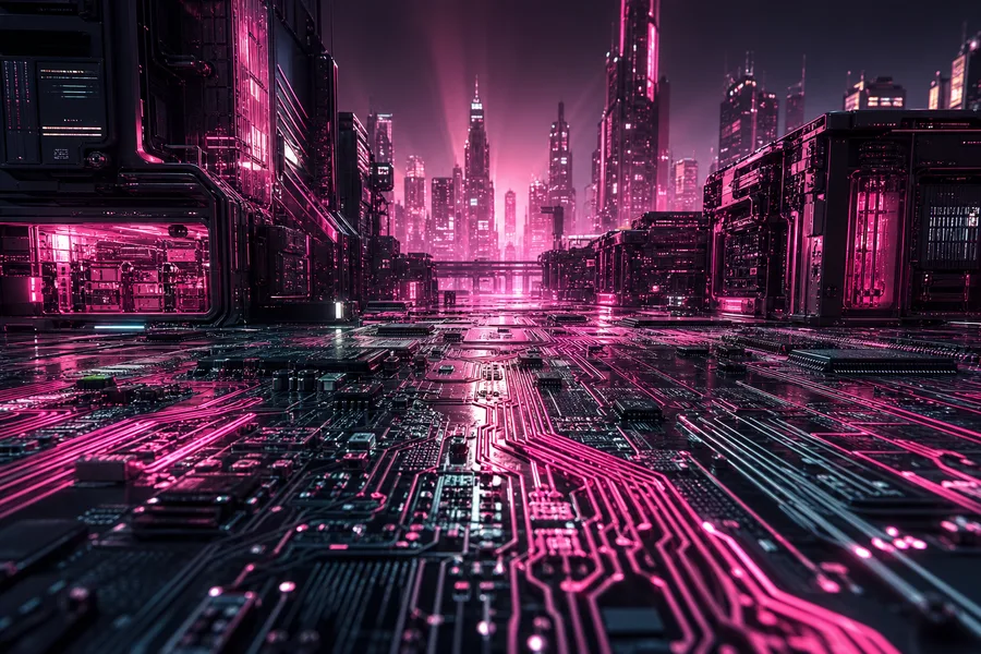 Futuristic Tokyo Street At Night Pcb-Design Wallpaper  2 4K