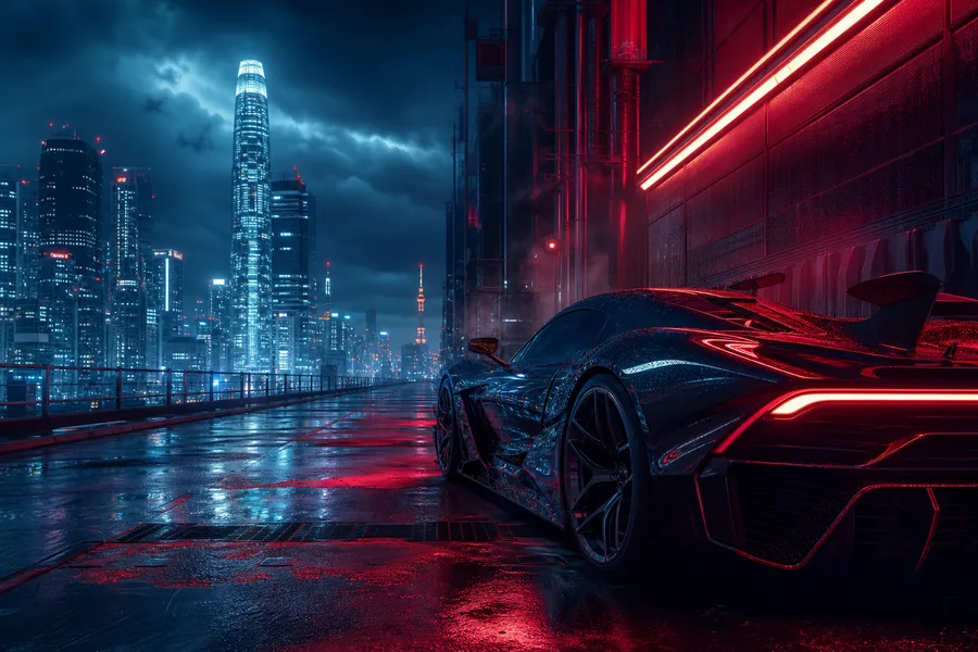 Futuristic Tokyo Street At Night Supercars Wallpaper 2 4K 4