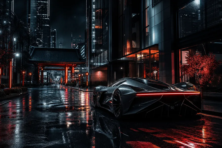 Futuristic Tokyo Street At Night Supercars Wallpaper 2 4K 5