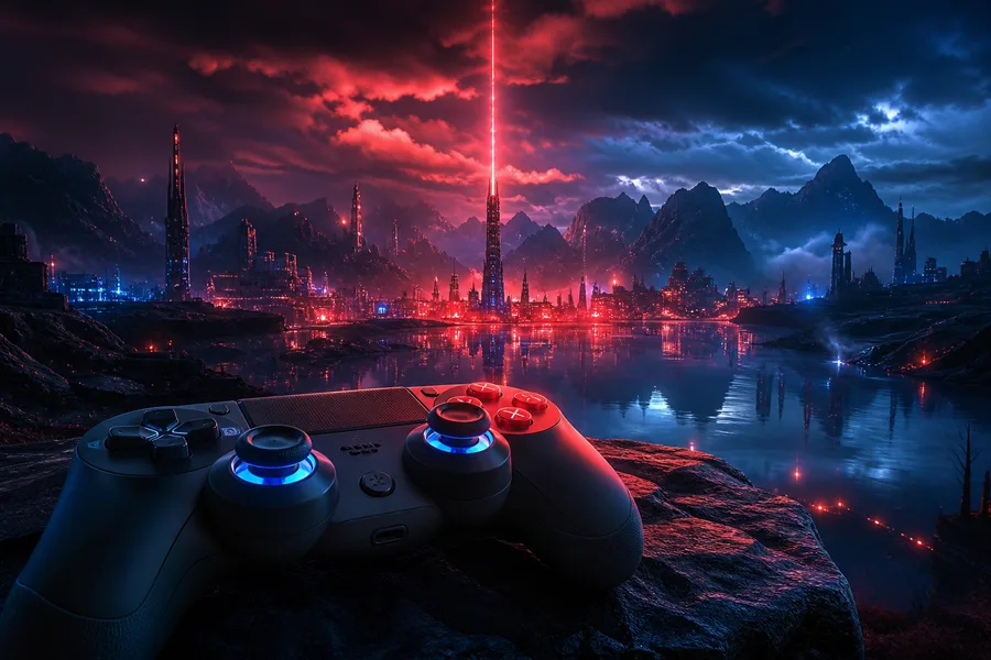 Gaming Controller On Dark Neon Background Gaming Wallpaper  10 4K