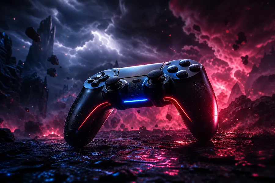 Gaming Controller On Dark Neon Background Gaming Wallpaper 10 4K 8