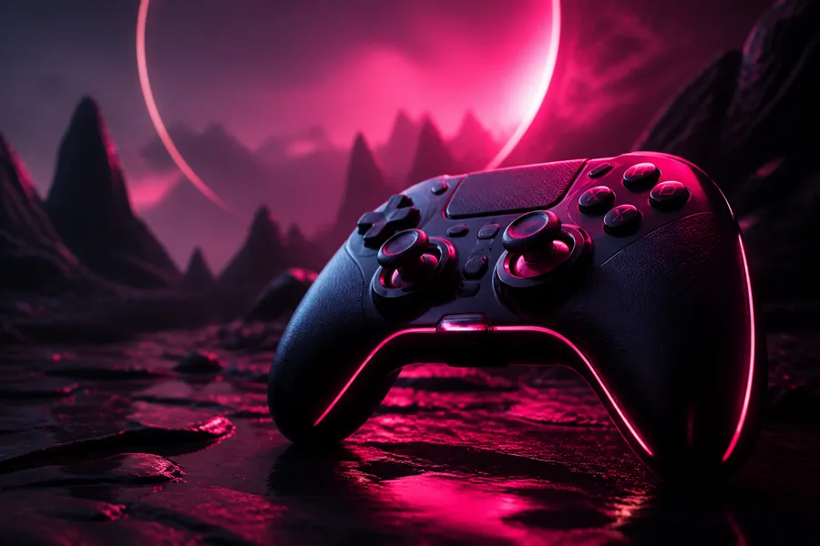 Gaming Controller On Dark Neon Background Gaming Wallpaper 20 4K 5
