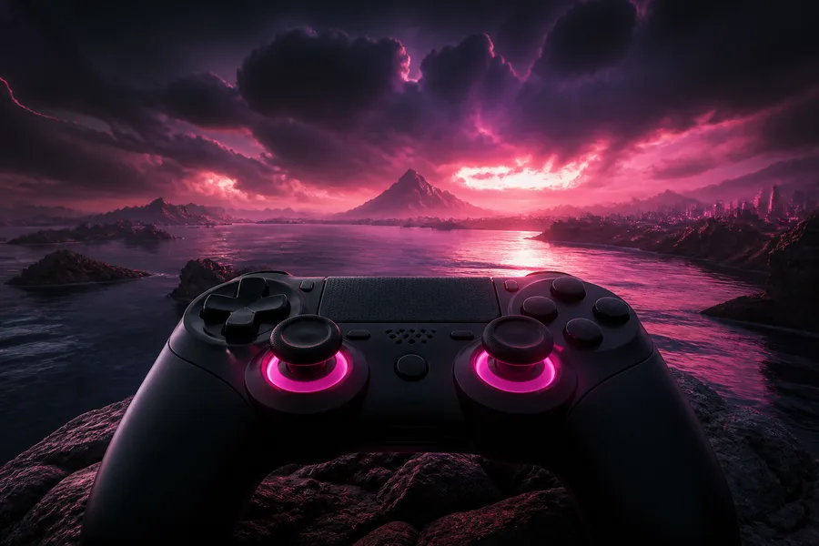 Gaming Controller On Dark Neon Background Gaming Wallpaper  20 4K