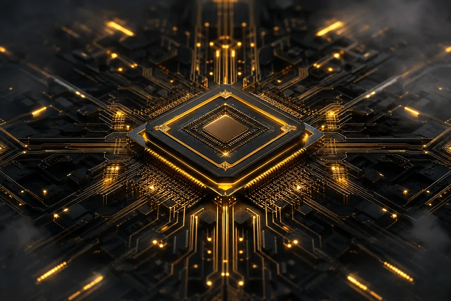 Glowing Microchip On Dark PCB Electronics Wallpaper  2 4K