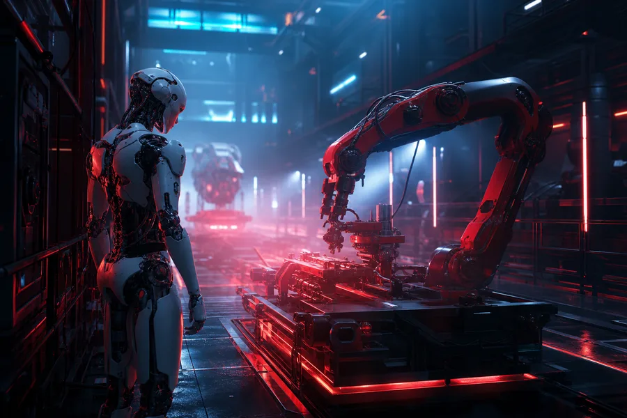 Industrial Robot Arm In Smart Factory Robots Wallpaper 4 4K 15