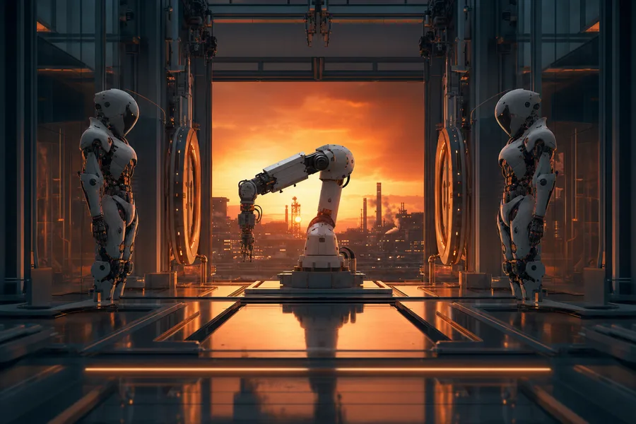 Industrial Robot Arm In Smart Factory Robots Wallpaper  4 4K