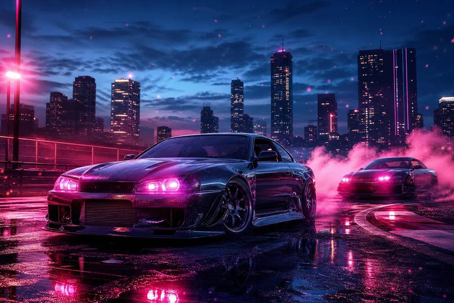 Jdm Drift Car Neon Smoke Cars Wallpaper  7 4K