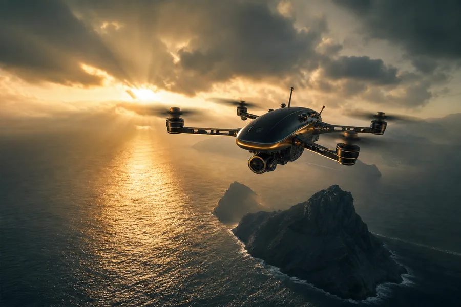 Long Range Drone Over Ocean Drone Wallpaper  3 4K