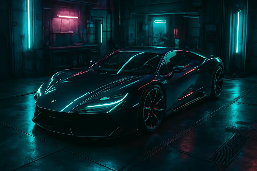 Luxury Supercar In Cyberpunk Garage Cars Wallpaper 3 4K 6