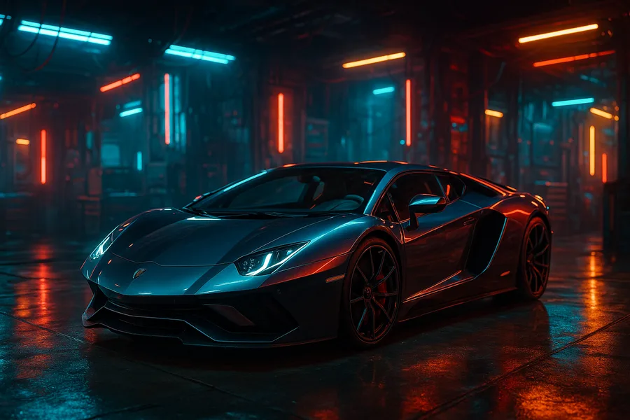 Luxury Supercar In Cyberpunk Garage Cars Wallpaper 3 4K