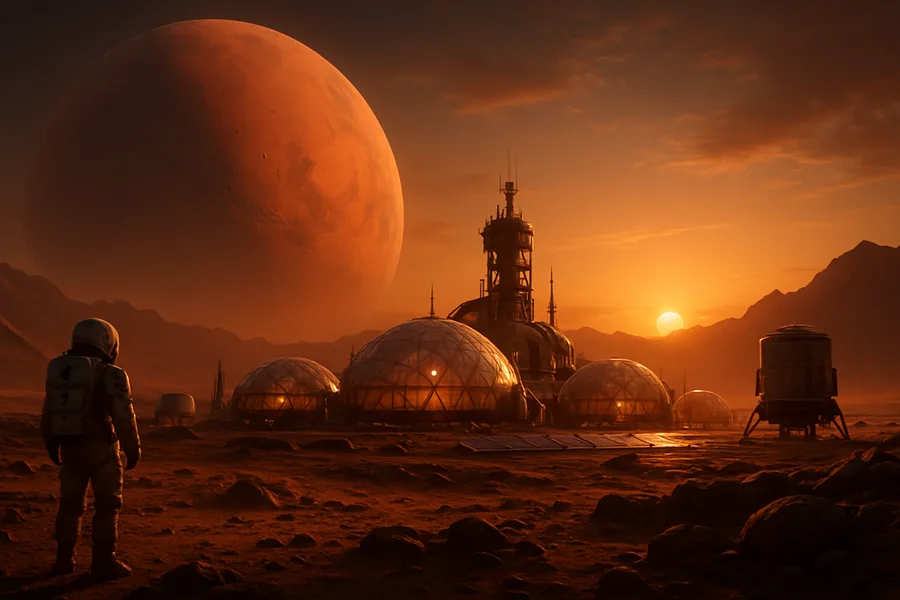 Mars Colony At Sunset Space Wallpaper 12 4K