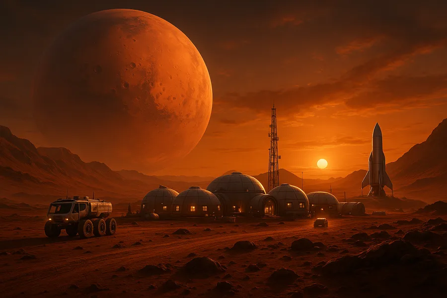 Mars Colony At Sunset Space Wallpaper 20 4K