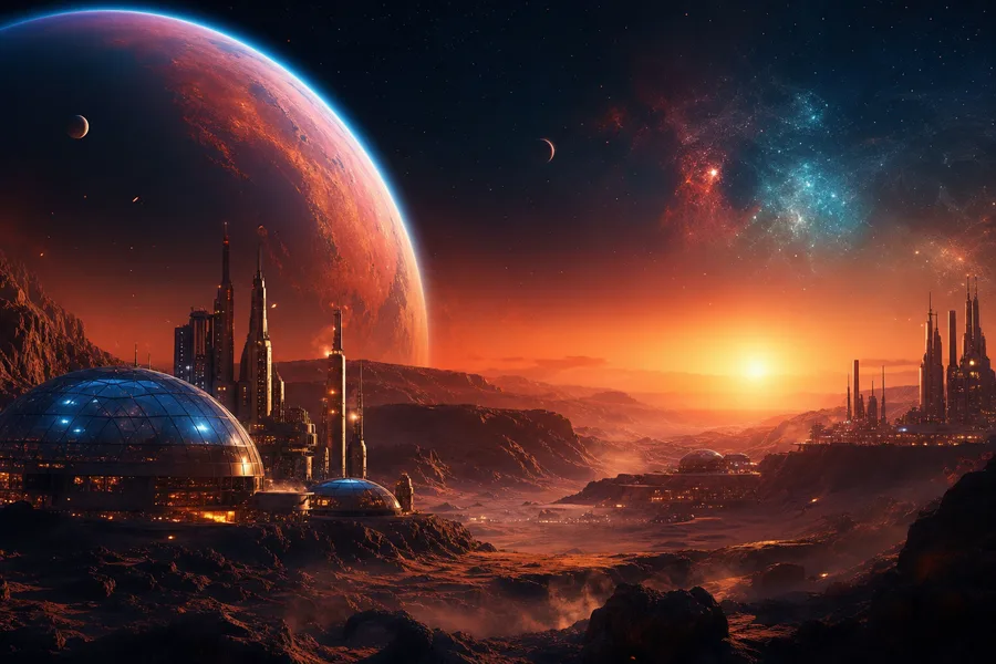 Mars Colony At Sunset Space Wallpaper 4 4K 10