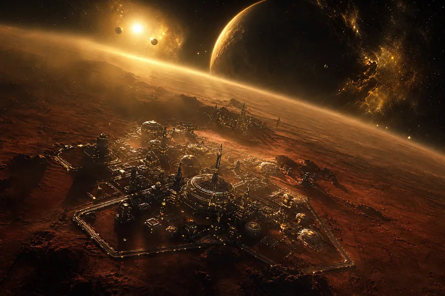 Mars Colony At Sunset Space Wallpaper 4 4K 11