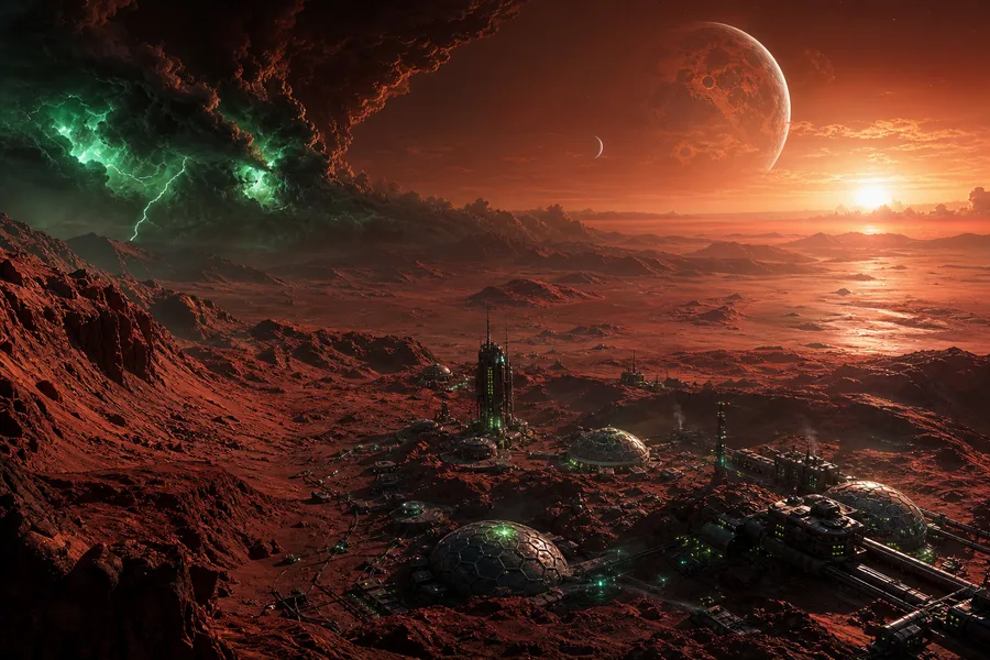 Mars Colony At Sunset Space Wallpaper  4 4K
