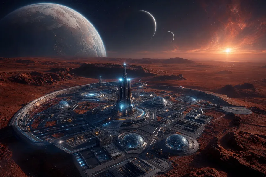 Mars Colony At Sunset Space Wallpaper  4 4K