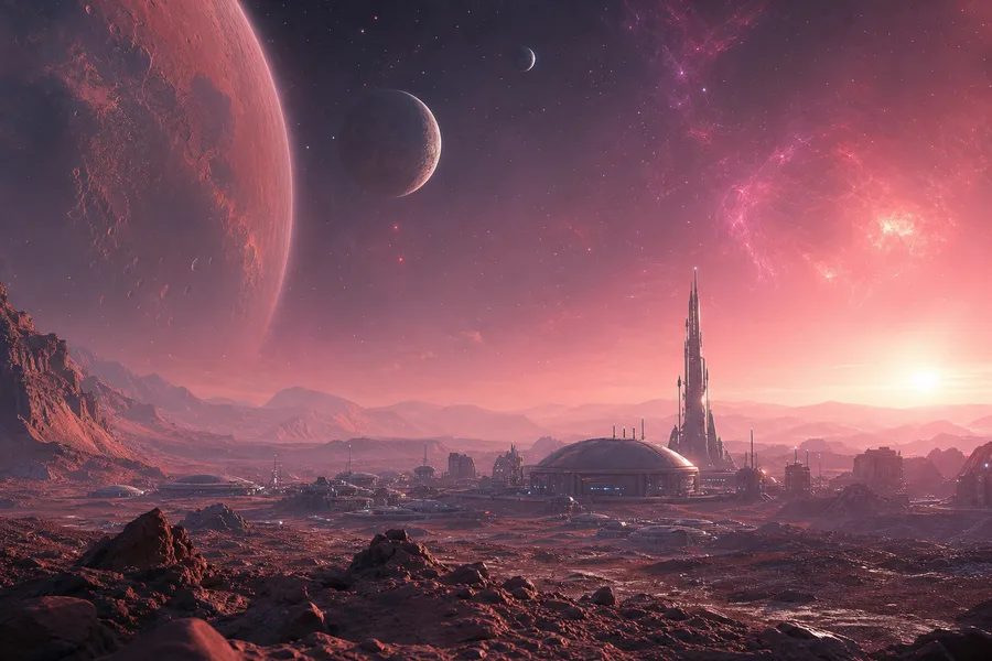 Mars Colony At Sunset Space Wallpaper 4 4K 7
