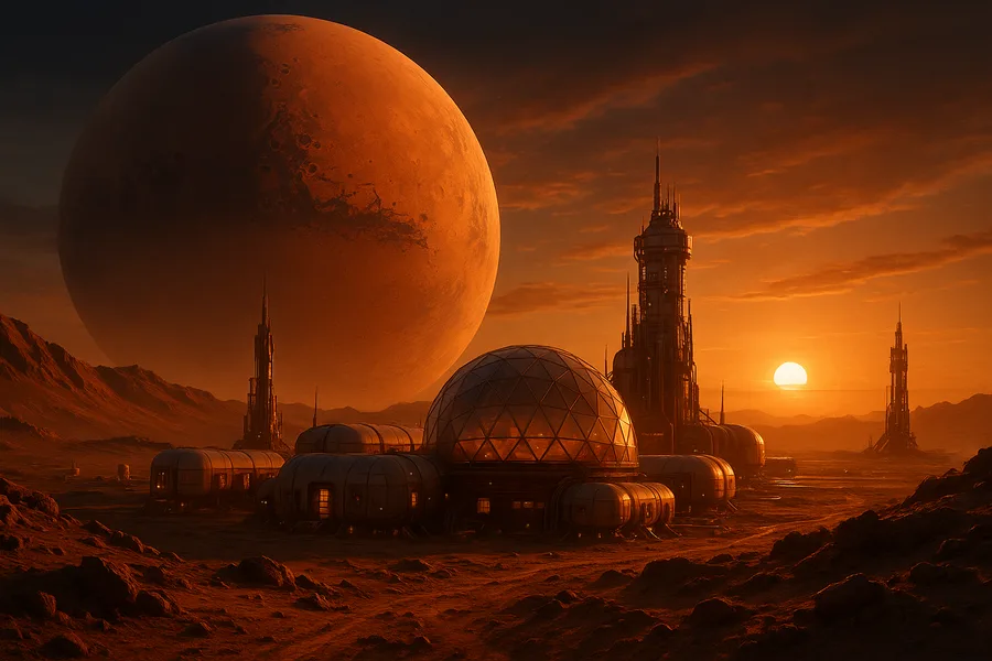 Mars Colony At Sunset Space Wallpaper 4 4K