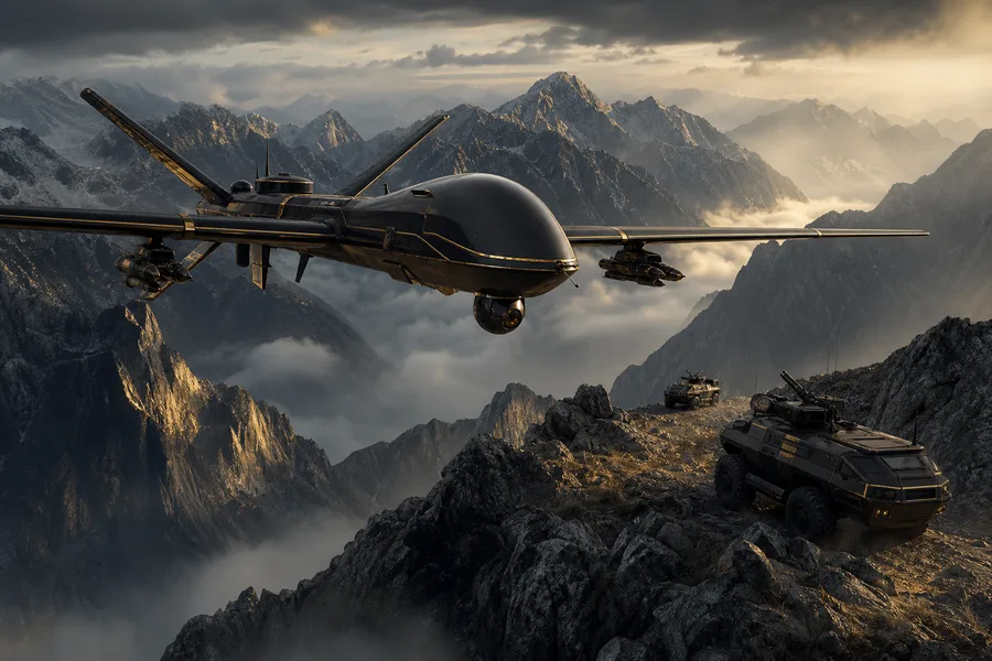 Military Drone Flying Over Mountains Military Wallpaper 2 4K 4