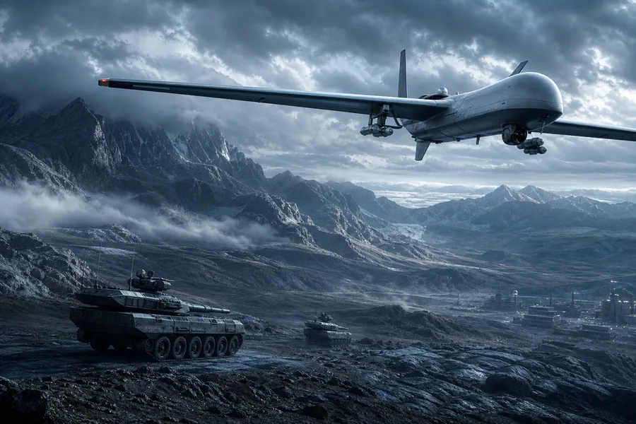 Military Drone Flying Over Mountains Military Wallpaper 2 4K 6