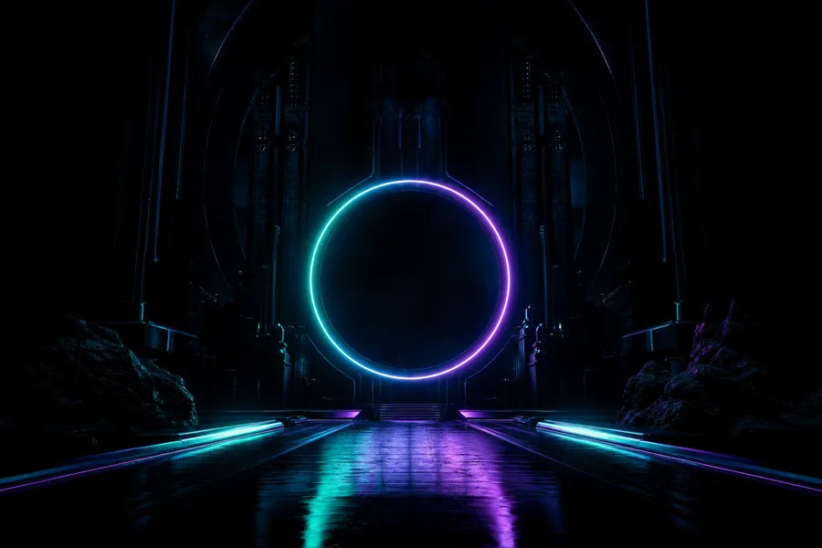 Minimal Dark Neon Ring Amoled Wallpaper  10 4K