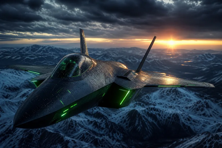 Modern Fighter Jet Above Snow Covered Mountains At Sunrise Airplanes Wallpaper 1 4K 13