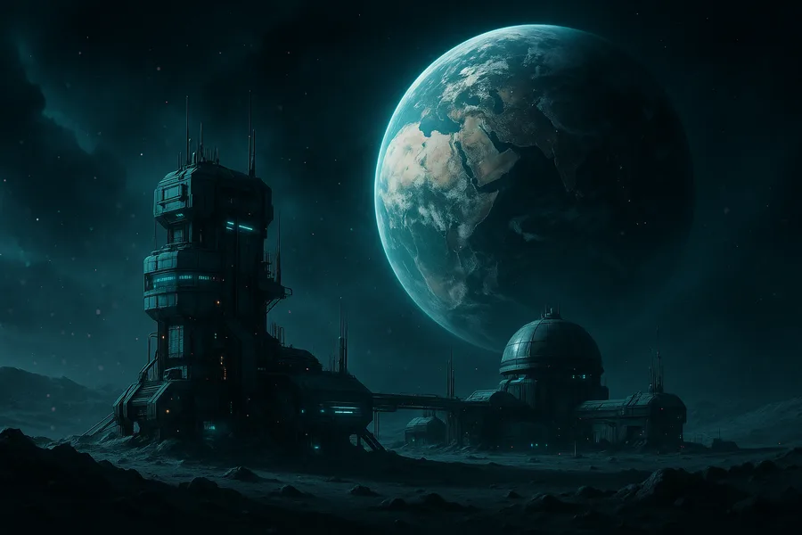 Moon Base With Earth In Background Space Wallpaper 9 4K
