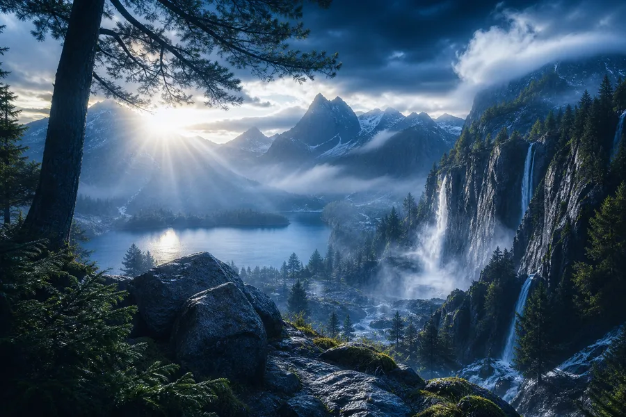 Mountain Lake Sunrise Nature Wallpaper  1 4K