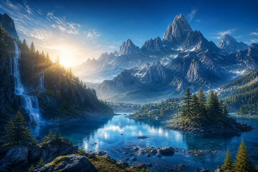 Mountain Lake Sunrise Nature Wallpaper 1 4K 2