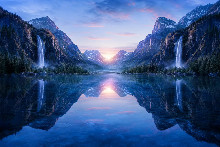 Mountain Lake Sunrise Nature Wallpaper 1 4K 4