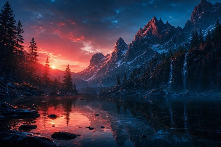 Mountain Lake Sunrise Nature Wallpaper 1 4K 6