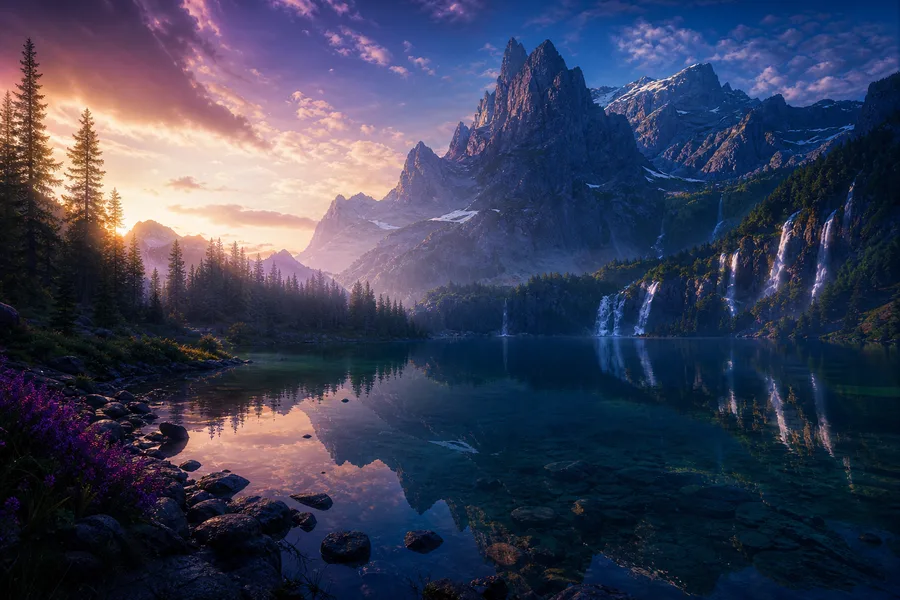 Mountain Lake Sunrise Nature Wallpaper 1 4K 8