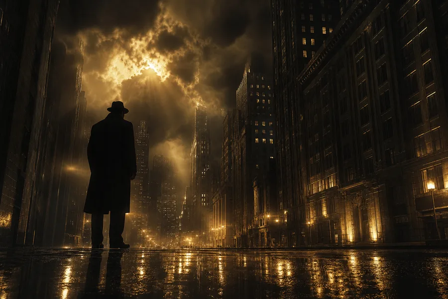 Mysterious Noir City Street With Rain And Dramatic Lighting Movie Wallpaper 4 4K 8