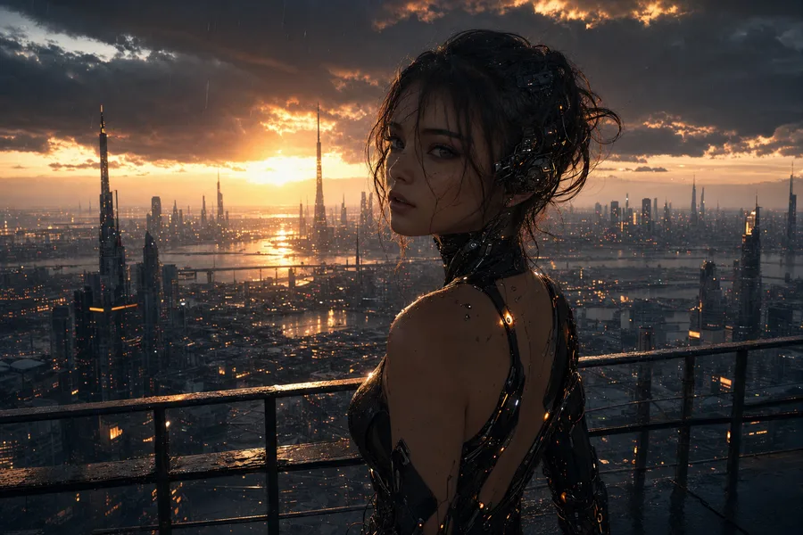 Neon Cyberpunk City In Rain Ai-Girls Wallpaper 1 4K