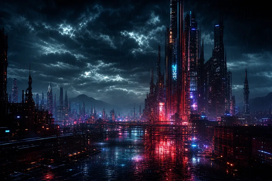 Neon Cyberpunk City In Rain Cyberpunk Wallpaper 1 4K 19