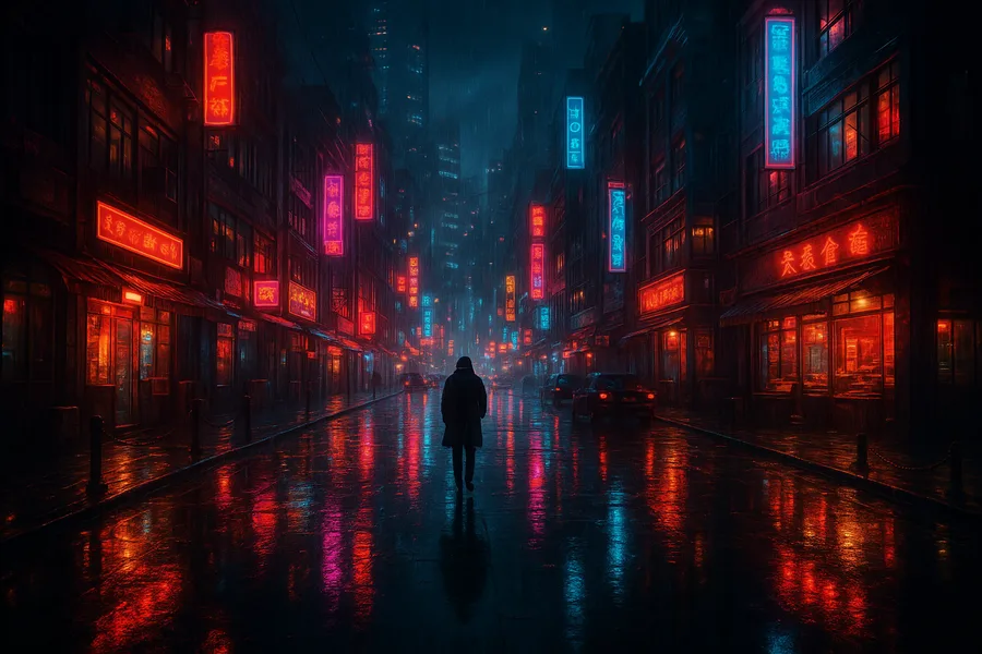 Neon Cyberpunk City In Rain Cyberpunk Wallpaper 1 4K 5