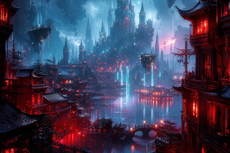 Neon Cyberpunk City In Rain Fantasy Wallpaper 1 4K 4