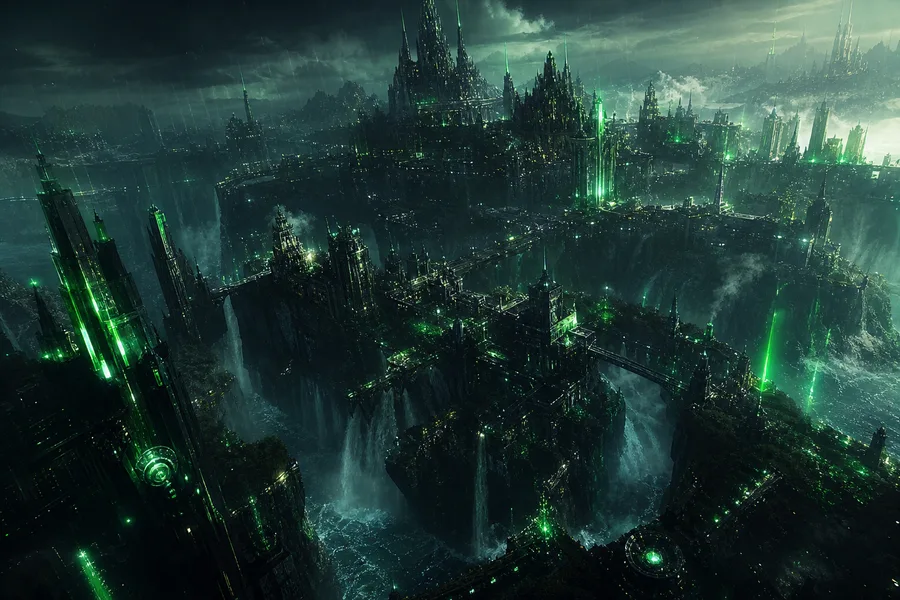 Neon Cyberpunk City In Rain Fantasy Wallpaper 1 4K 7