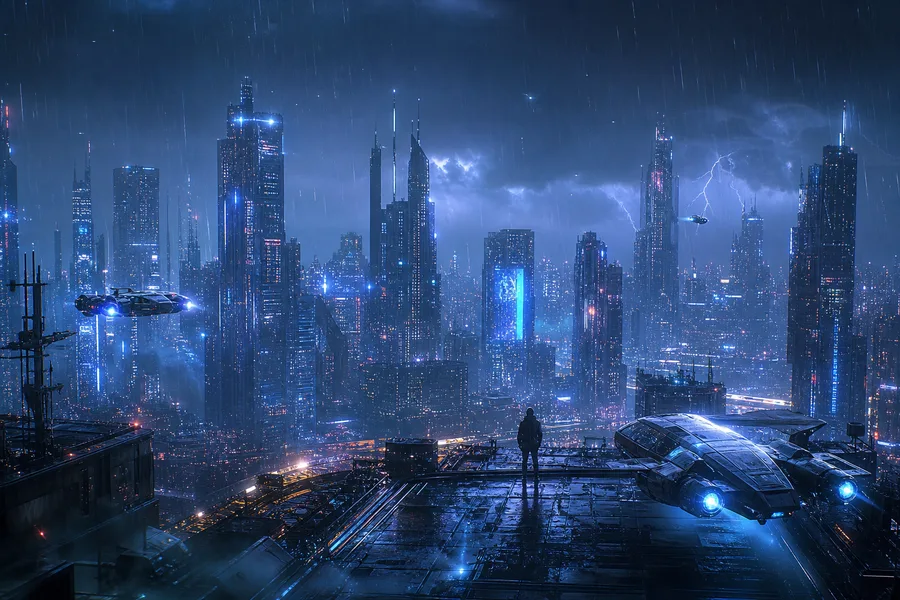 Neon Cyberpunk City In Rain Hamster-Robotics Wallpaper 1 4K 4
