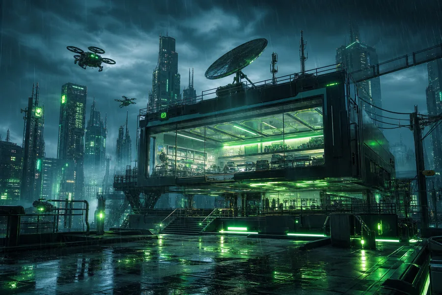 Neon Cyberpunk City In Rain Hamster-Robotics Wallpaper 1 4K