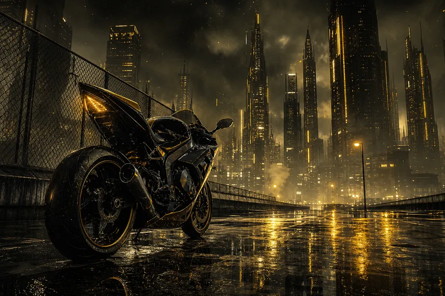 Neon Cyberpunk City In Rain Motorcycles Wallpaper 1 4K 3