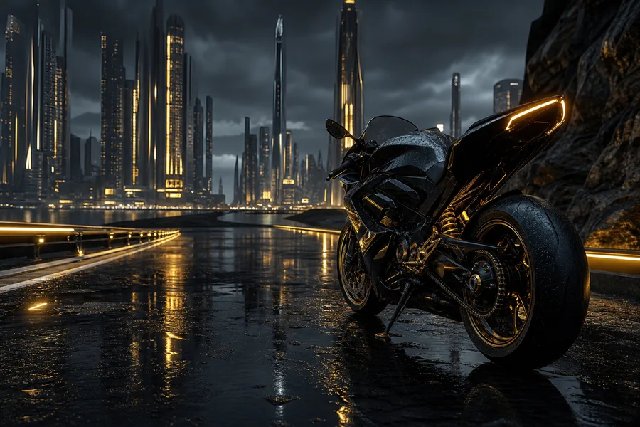 Neon Cyberpunk City In Rain Motorcycles Wallpaper  1 4K