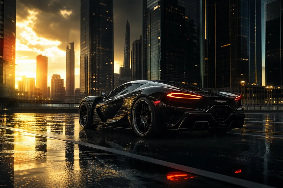 Neon Cyberpunk City In Rain Supercars Wallpaper 1 4K 2