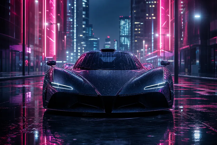 Neon Cyberpunk City In Rain Supercars Wallpaper 1 4K 5