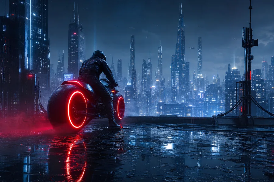 Neon Motorcycle In Cyberpunk City Cyberpunk Wallpaper 7 4K 11