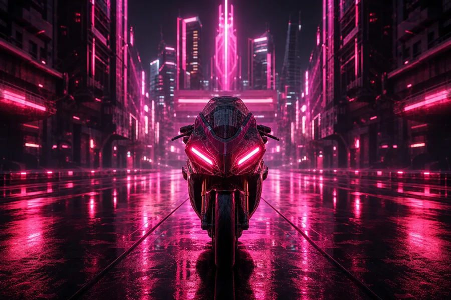 Neon Motorcycle In Cyberpunk City Cyberpunk Wallpaper 7 4K 2