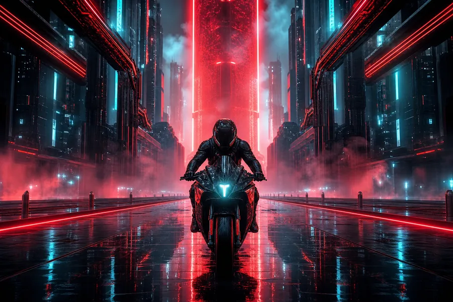 Neon Motorcycle In Cyberpunk City Cyberpunk Wallpaper 7 4K 7