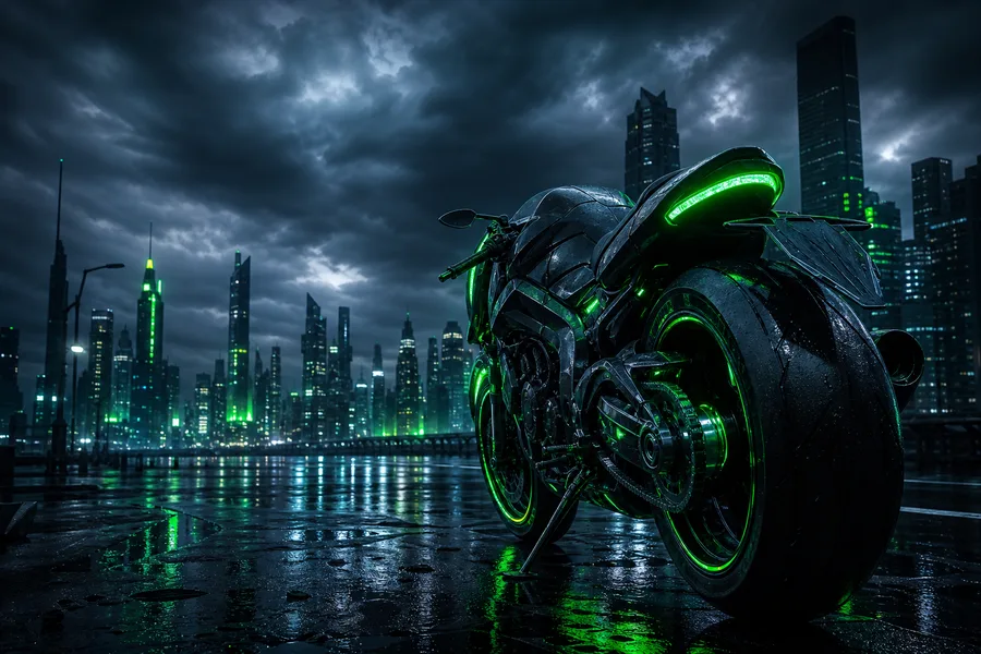Neon Motorcycle In Cyberpunk City Motorcycles Wallpaper 7 4K 3